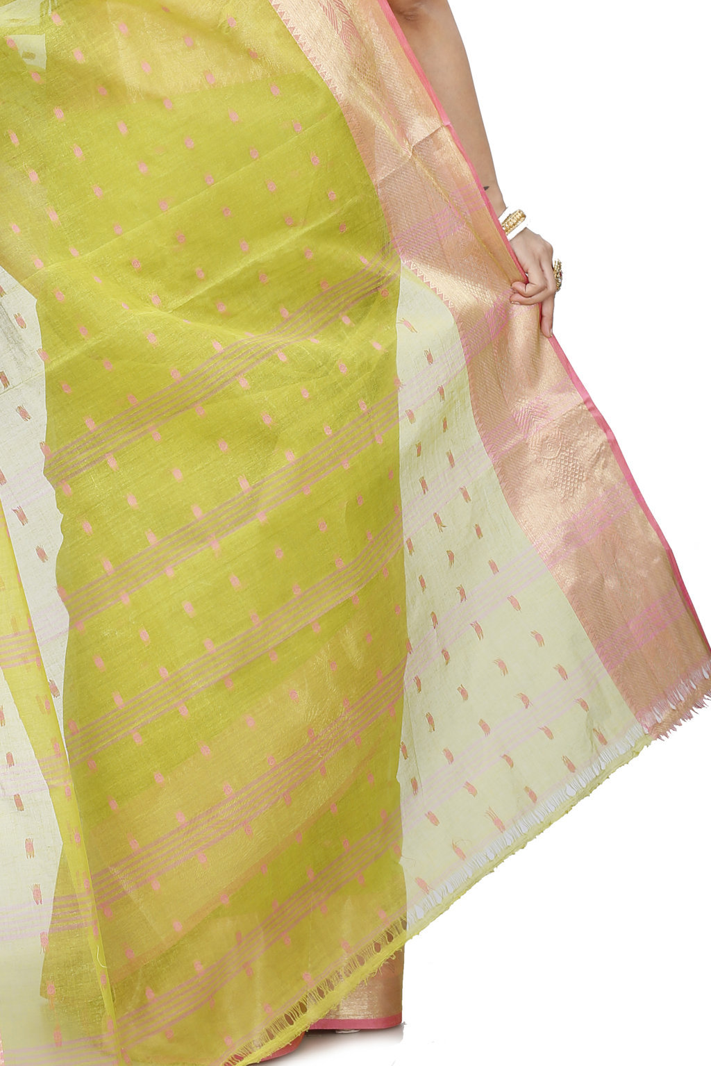 Olive Green Pure Cotton Griva Tant Saree (915)